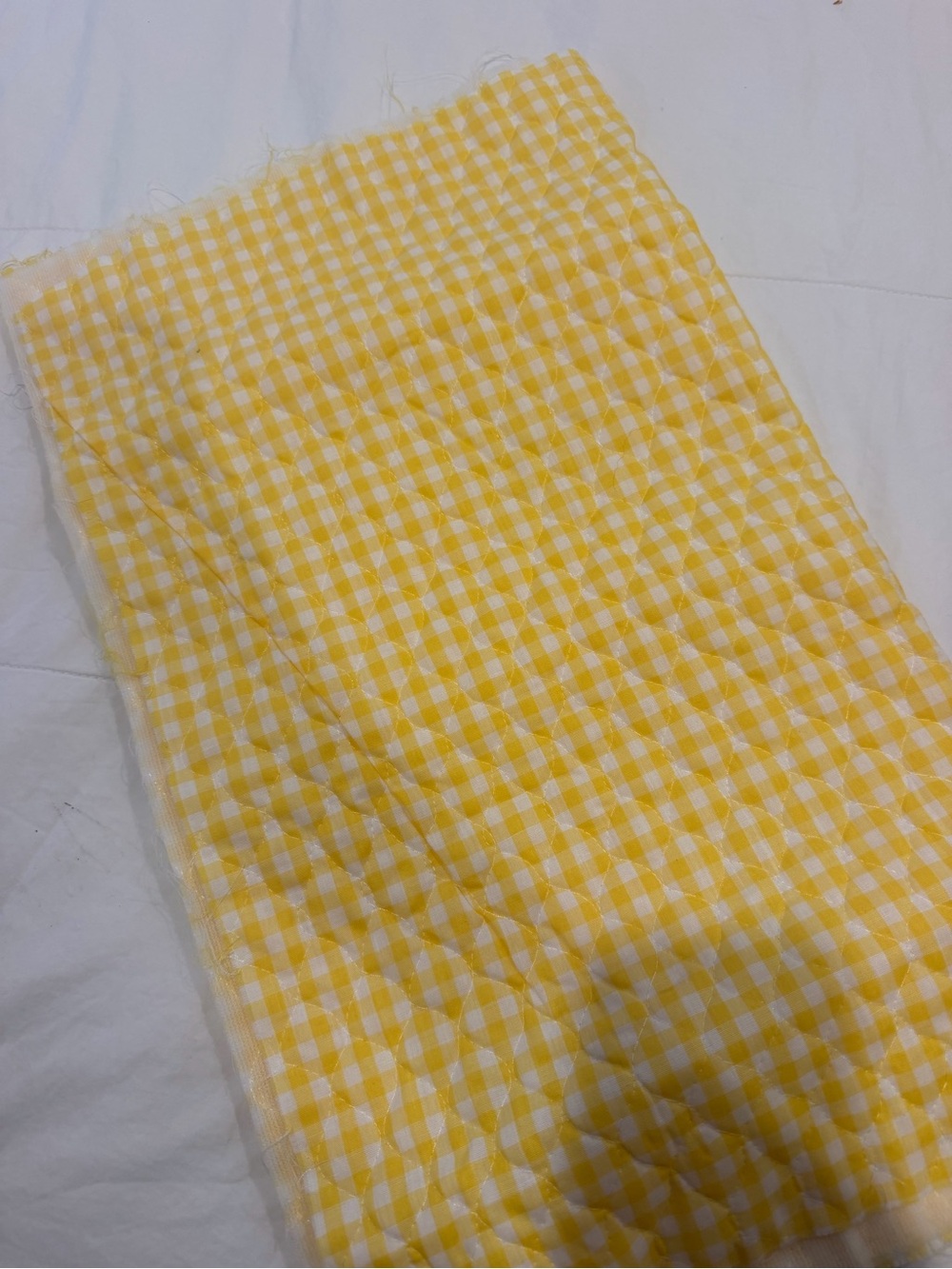 Yellow Gingham Quilted Fabric